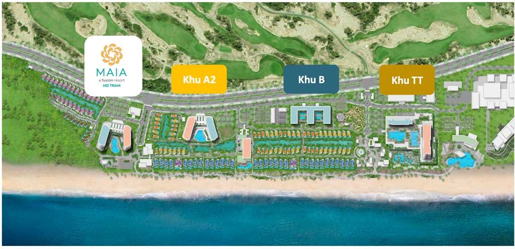 Mặt bằng phân khu Maia Resort Hồ Tràm trong khu đô thị The Grand Ho Tram Strip